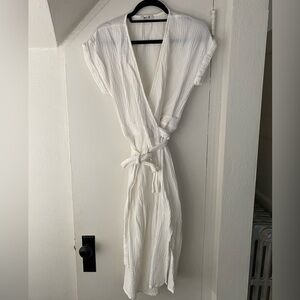 FAM Brands White Cotton Gauze Wrap Dress Bathingsuit CoverUp